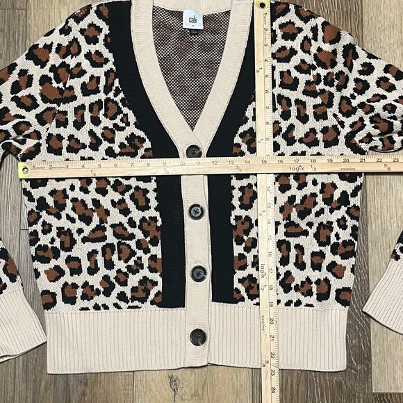 NWOT Cabi Nine Lives Thick Cotton Cardigan Leopard Print Button Down Sz M #4289 - Picture 6 of 6